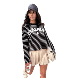 Sieviešu svītrains melns džemperis Charming