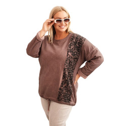 Sieviešu brūns džemperis ar leoparda rakstu Leo