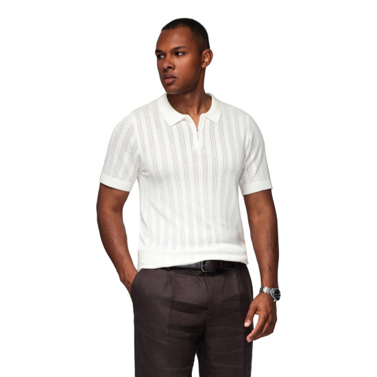 Vīriešu balts polo krekls Elegants V1 OM-POSS-0158 - T-krekls Vīriešu balts polo krekls Elegants POLO T-krekls