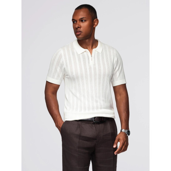 Vīriešu balts polo krekls Elegants V1 OM-POSS-0158 - T-krekls Vīriešu balts polo krekls Elegants POLO T-krekls