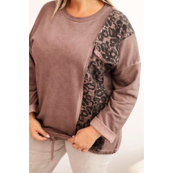 Sieviešu brūns džemperis ar leoparda rakstu Leo