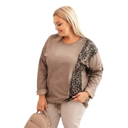 Sieviešu brūns džemperis ar leoparda rakstu Leo