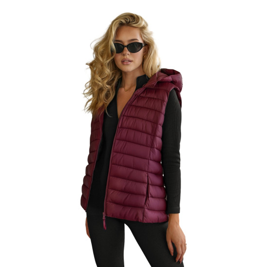 Sieviešu bordo krāsas veste ar kapuci Senti Sieviešu vestes