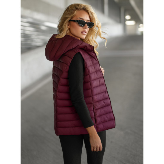 Sieviešu bordo krāsas veste ar kapuci Senti Sieviešu vestes