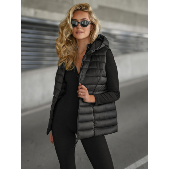 Sieviešu melna jaka ar kapuci Senti Sieviešu vestes