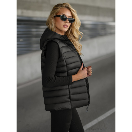 Sieviešu melna jaka ar kapuci Senti Sieviešu vestes