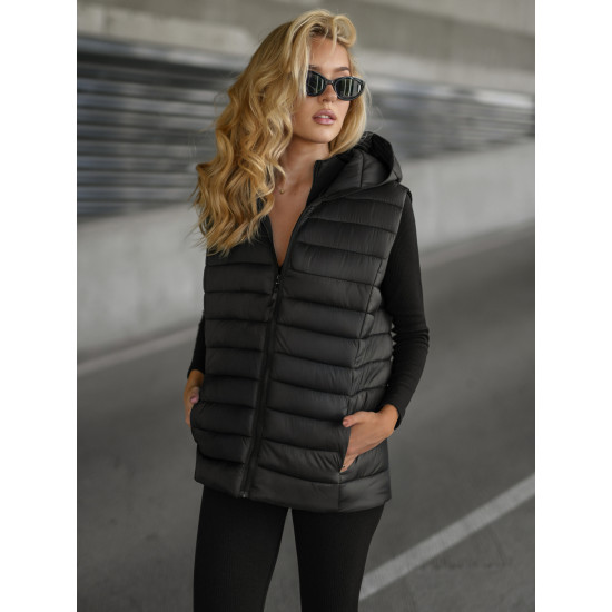 Sieviešu melna jaka ar kapuci Senti Sieviešu vestes