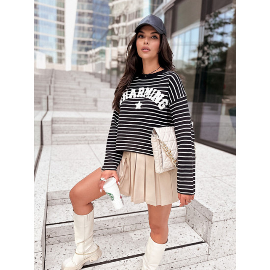 Sieviešu svītrains melns džemperis Charming Sieviešu džemperi