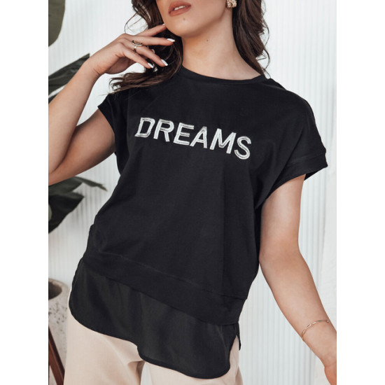 Sieviešu melns t-krekls Dreams RY2523 - T-krekls Sieviešu melns t-krekls Dreams T-krekls ar saukļiem