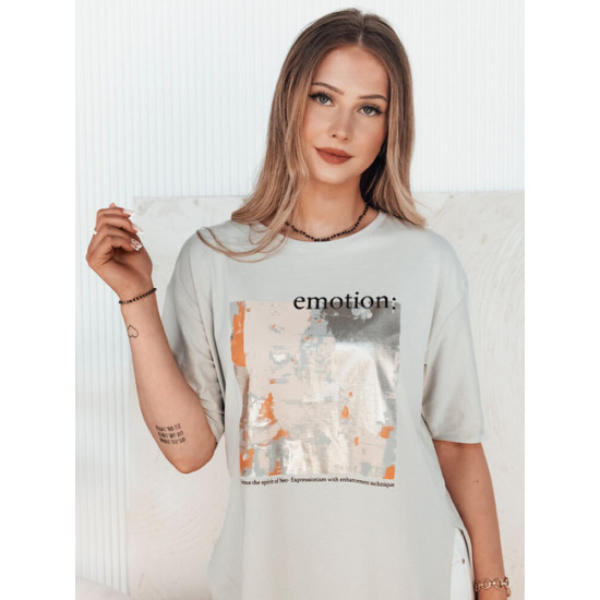 Sieviešu pelēks T-krekls Emotion RY2623 - T-krekls Sieviešu pelēks T-krekls Emotion T-krekls ar saukļiem