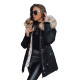 Garnit sieviešu jaka melnā krāsā ar gaišu kažokādu