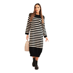 Sieviešu svītraina melna kleita Ender