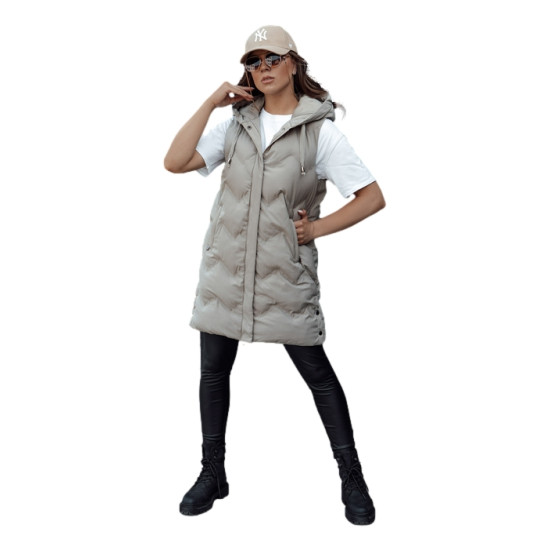 Women's quilted brown hooded vest Lily TY4528