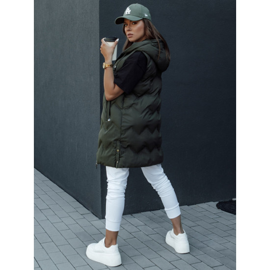 Sieviešu stepēta tumši zaļa jaka ar kapuci Lily TY4533 - Rīcība Sieviešu stepēta tumši zaļa jaka ar kapuci Lily Vestes