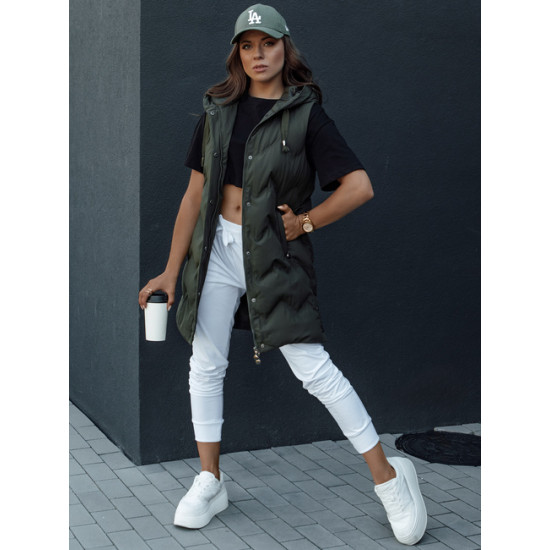 Sieviešu stepēta tumši zaļa jaka ar kapuci Lily TY4533 - Rīcība Sieviešu stepēta tumši zaļa jaka ar kapuci Lily Vestes