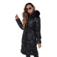 Sieviešu garā ziemas jaka ar kažokādu melnā krāsā Velis Jakas