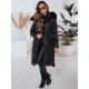 Sieviešu garā ziemas jaka ar kažokādu melnā krāsā Velis Jakas