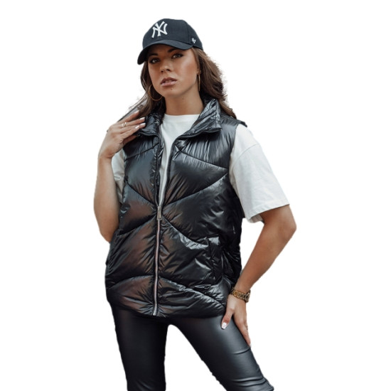 Sieviešu melna spīdīga veste Bogo TY4550 - Sievietēm Sieviešu melna spīdīga veste Bogo Sieviešu vestes