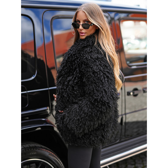 Sieviešu melna kažokādas jaka Estela Jakas