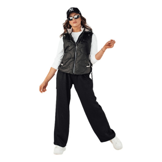 Sieviešu melna veste ar kapuci Teros Sieviešu vestes