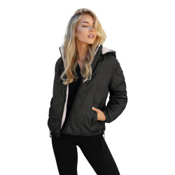 Sieviešu melnā un brūnā jaka ar kapuci Lamir
