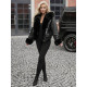 Sieviešu melna ādas jaka ar kažokādu Dersi Jakas