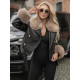Sieviešu melna ādas jaka ar brūnu kažokādu Elis Jakas
