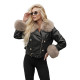 Sieviešu melna ādas jaka ar brūnu kažokādu Elis Jakas