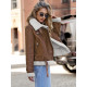 Women's brown leather jacket with fur Elen JS/11Z8177