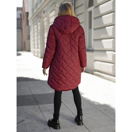 Sieviešu ziemas divpusējā bordo krāsas jaka ar kapuci Ela Jakas