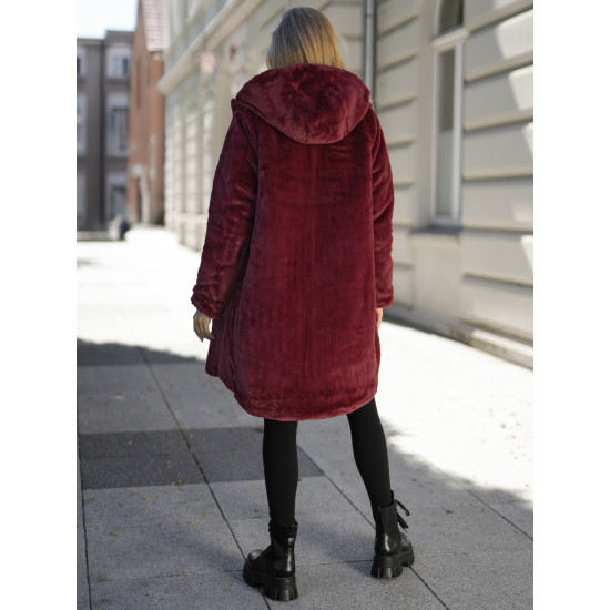 Sieviešu ziemas divpusējā bordo krāsas jaka ar kapuci Ela Jakas