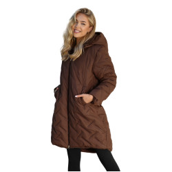 Sieviešu brūna divpusēja ziemas jaka ar kapuci Ela