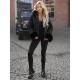 Sieviešu ziemas jaka melnā krāsā ar kažokādu Evin Jakas