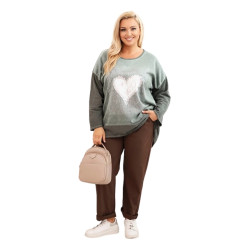 Sieviešu haki džemperis Love Sieviešu haki džemperis Love