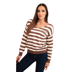 Sieviešu svītrains brūns džemperis Dina Sieviešu svītrains brūns džemperis Dina