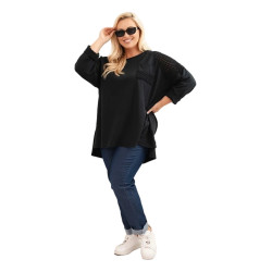 Sieviešu melns džemperis ar rakstu Stelo Sieviešu melns džemperis ar rakstu Stelo