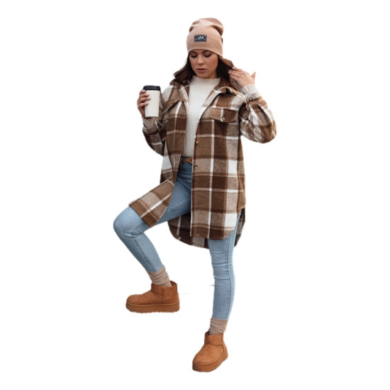 Sieviešu brūna krekla tipa jaka Plaidify Sieviešu jakas
