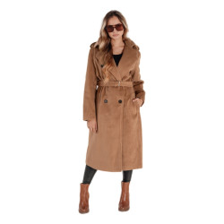 Sieviešu gaiši brūns ziemas mētelis Gino