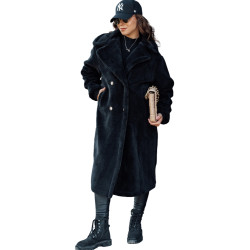 Sieviešu ziemas melns mētelis Luxer