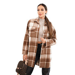 Sieviešu brūns rūtains rūtains krekls Veste
