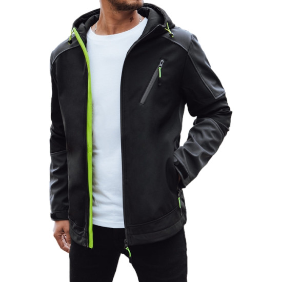 Vīriešu melna jaka ar kapuci Port Rudens/Pavasaris