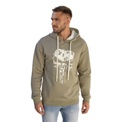Vīriešu haki krāsas džemperis ar kapuci Skull Vīriešu haki krāsas džemperis ar kapuci Skull