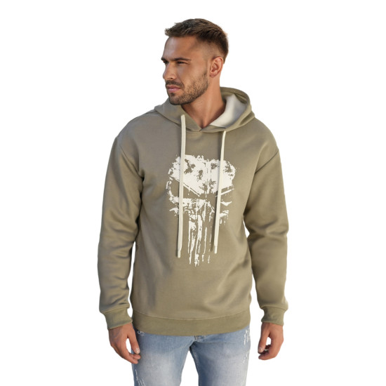 Vīriešu haki krāsas džemperis ar kapuci Skull Džemperi ar kapuci