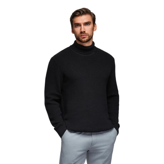 Vīriešu melns džemperis ar augstu apkakli Ton Džemperi