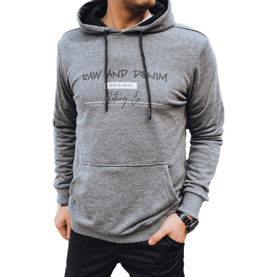 Vīriešu pelēks džemperis ar kapuci Denim Džemperi ar kapuci