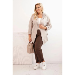 Sieviešu brūns džemperis ar kapuci Alba