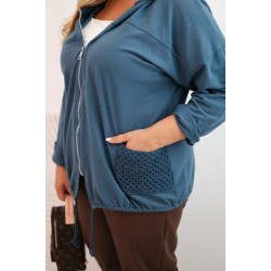 Sieviešu zils džemperis ar kapuci Alba Sieviešu zils džemperis ar kapuci Alba