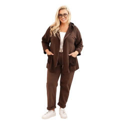 Sieviešu brūns džemperis ar kapuci Alba