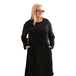 Sieviešu melna kleita ar izšuvumiem Lindi