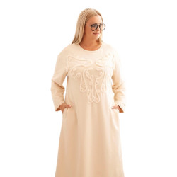 Sieviešu brūna kleita ar izšuvumiem Lindi